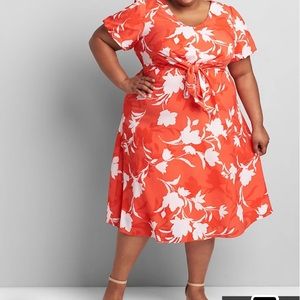 Floral Knot-Waist Midi Dress